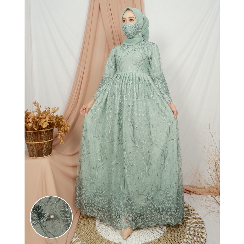 READY STOCK GAMIS YUMNA/Gamis Tulle Yumna / Gamis pesta Yumna/Gamis brukat yumna/gamis brukat pesta/