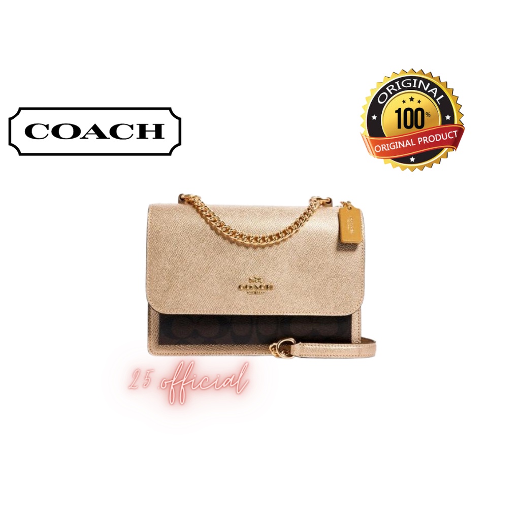 [ORIGINAL] COACH Klare Crossbody In Signature Metallic Pale Gold / Tas Coach Original / Tas coach Wa