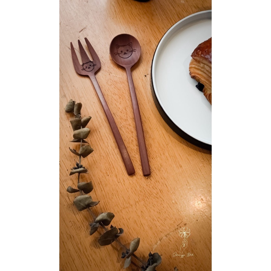 Sendok Kayu.Sendok Kayu Makan.Wooden Spoon. Sendok Korea. Sendok Aesthetic I Alo Brownie