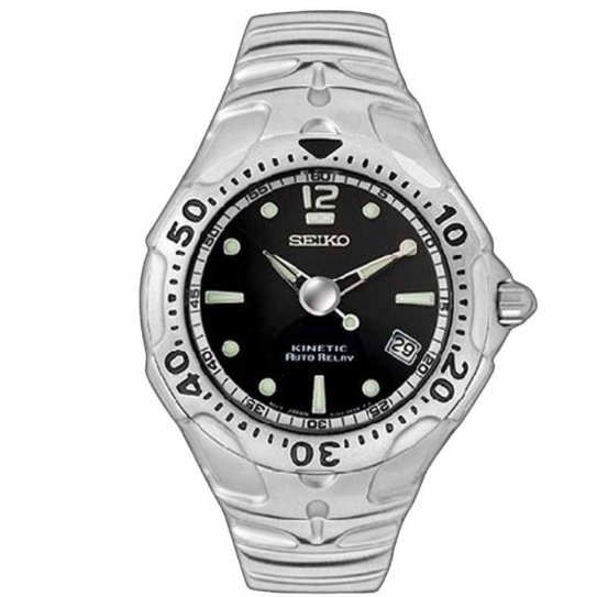 Seiko SMA003P1 Kinetic Auto Relay Silver Black