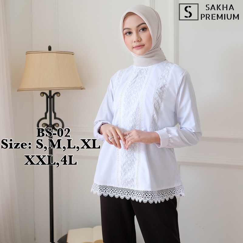 Baju Atasan Putih Wanita Kerja Fashion Muslim / Blouse Putih Wanita Kerja Terlaris  ( BS 02 )