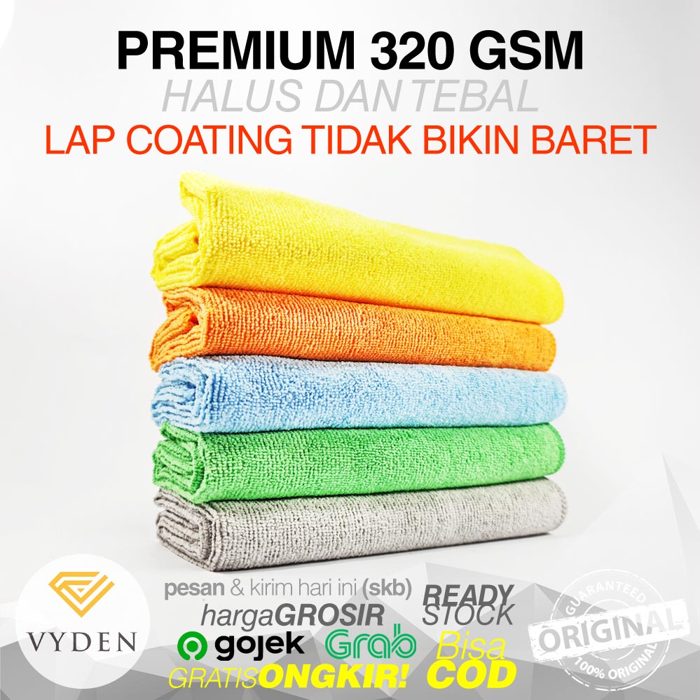 VYDEN All Purpose Microfiber Towel 40 X 40cm 320gsm Kain Handuk Serbaguna Towel Penyerap Serap Air Pengering Mobil Motor Sepeda Mikrofiber Halus Tebal Tidak Baret Semi Coating Kompon Sealant Wax Wajah Dapur Anti Minyak