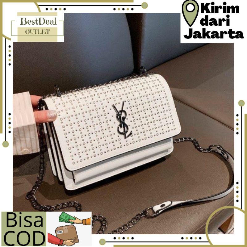 8012 Tas Wanita ysl Slempang Selempang ysl Sling Bag Slingbag Import Impor Korea Batam Wanita Cewek
