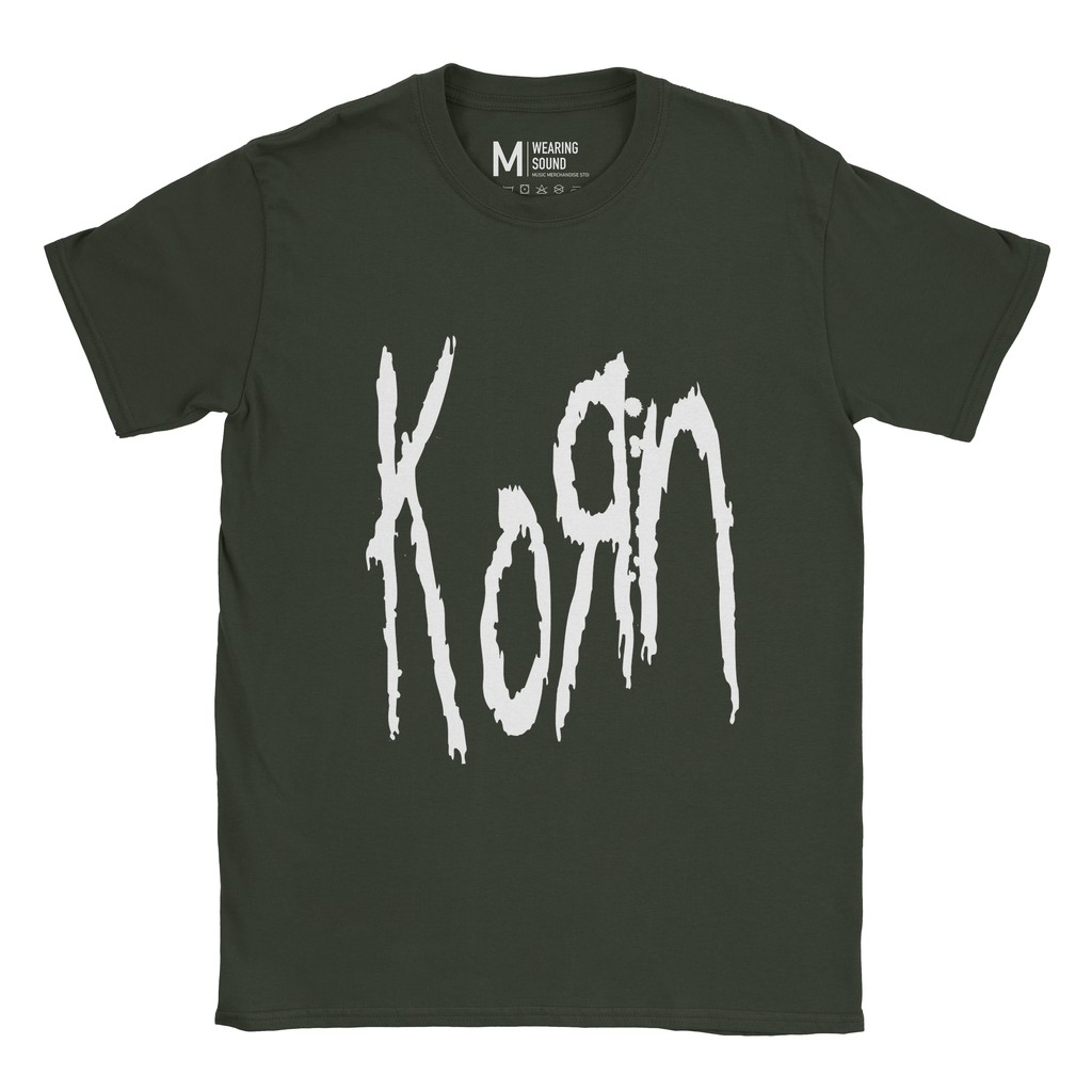 Baju Kaos Band Korn Logo Forest Green