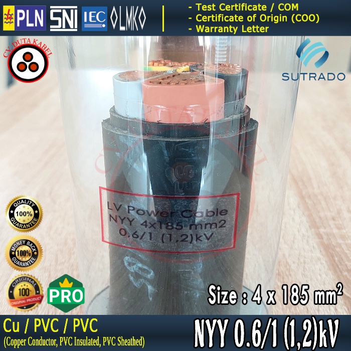 Kabel NYY 4x185 mm2 SUTRADO /4 x 185 mm2/4x185mm2/4x185 mm/4x185mm