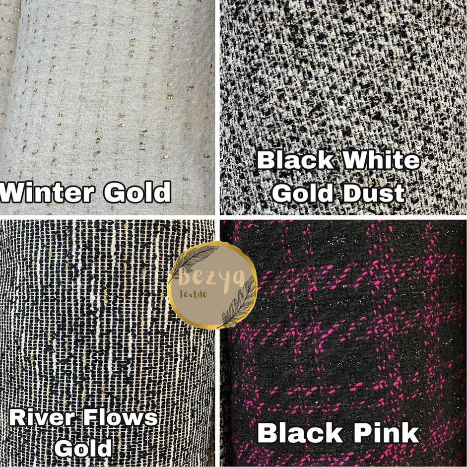 LCY Kain Tweed /Kain Chanel / Linen Fancy / Tweed / Tweed Import / Kain Wool Rajut Acrylic Bahan Bla