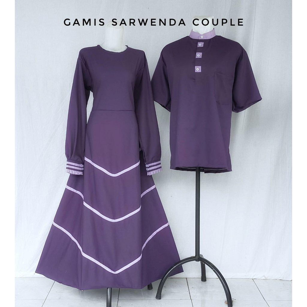 GAMIS SARWENDA WARNA UNGU TUA KOMBI ABU-ABU