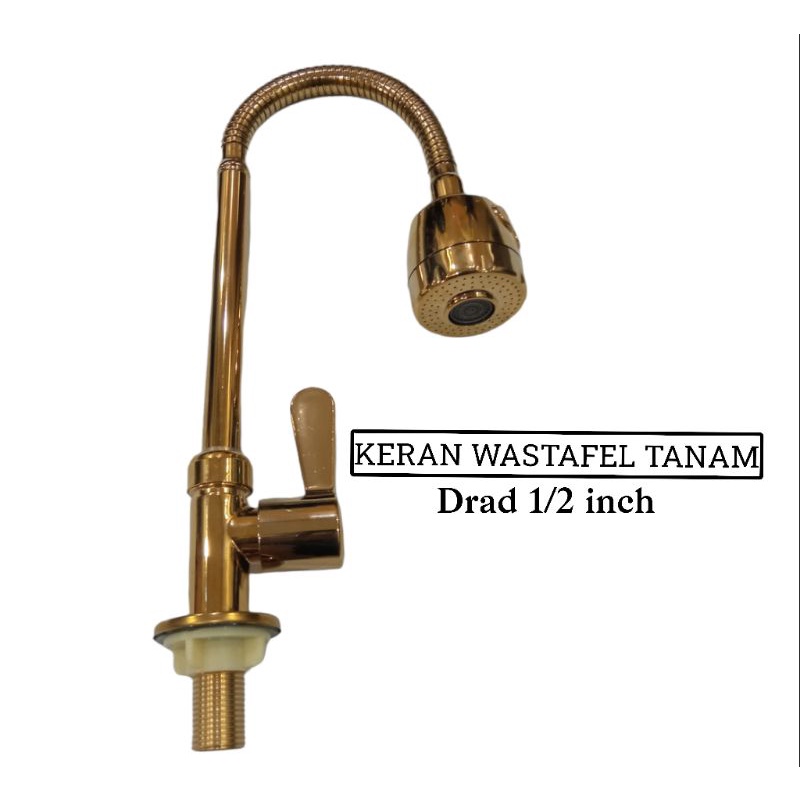 Kran sink flexible gold meja / Kran flexible gold Air Kran Kran Wastafel Cuci Piring Gravino Tanam