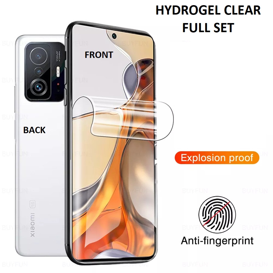 XIAOMI 11T 11 T PRO MI 10T MI 10 T PRO ANTI GORES HYDROGEL CLEAR FULL SET DEPAN DAN BELAKANG BENING FRONT AND BACK PLASTIK SCREEN GUARD DAN PELINDUNG BELAKANG SKIN GARSKIN ANTI JAMUR