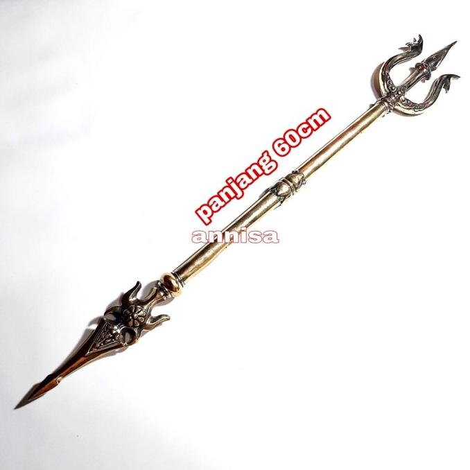 Tombak Trisula Bahan Kuningan Sari Halus Kuning