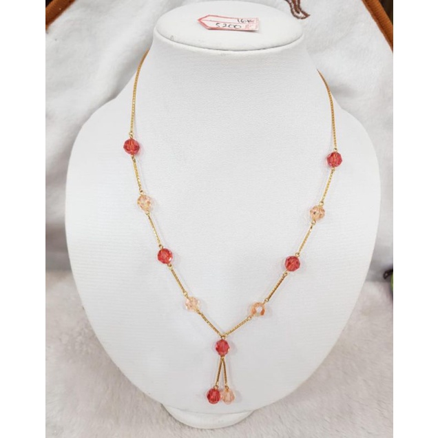 KL465JM13JM kalung italy santa permata kristal pink emas kuning asli berat 5.200 sama mata 13.050 ka