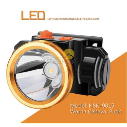 SENTER KEPALA 15W SINAR KUNING dan PUTIH CHARGER HEAD LAMP 15WATT LITHIUM BATTERY HEAD LIGHT WARM BERBURU BELOR BATRE KEPALA HEADLAMP SEVEN