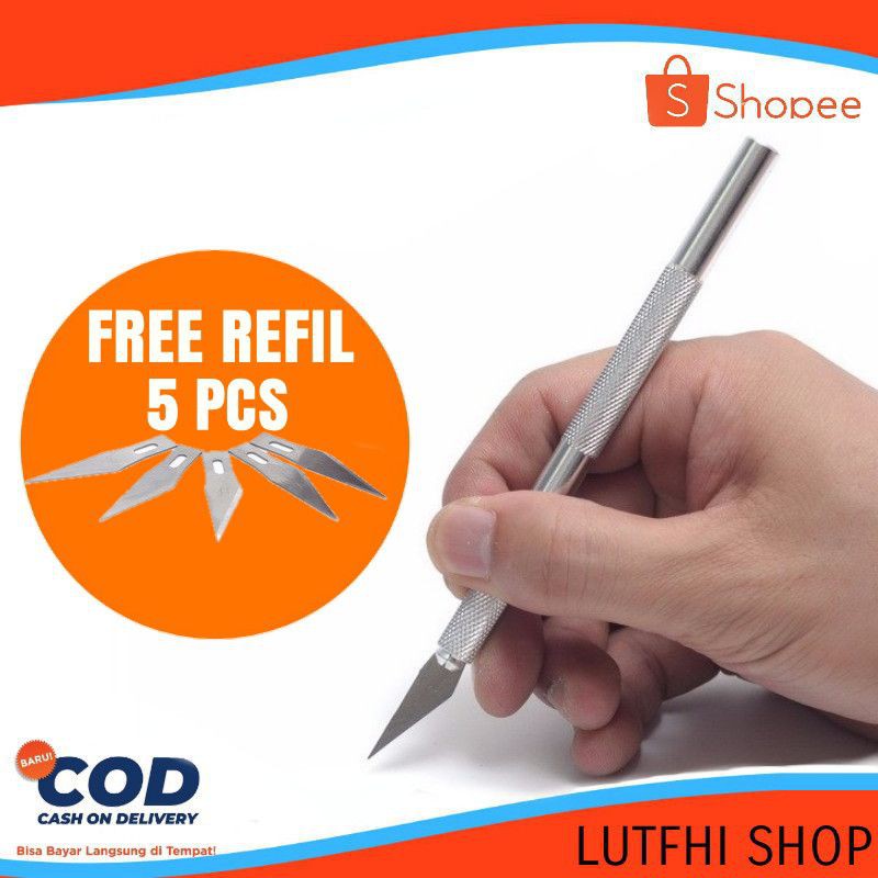 [COD] Pisau Sayat Bonsai Ukir Seni Hobby Crafting Art Knife Metal Handle / pen cutter bonsai kelapa