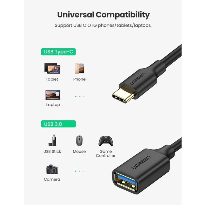 UGREEN Adapter OTG USB-C (M) to USB 3.0-A (F) - US154