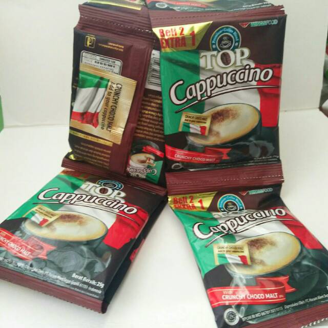 

Top cappuccino wingsfood 15sc*25g crunchy choco malt kopi renteng