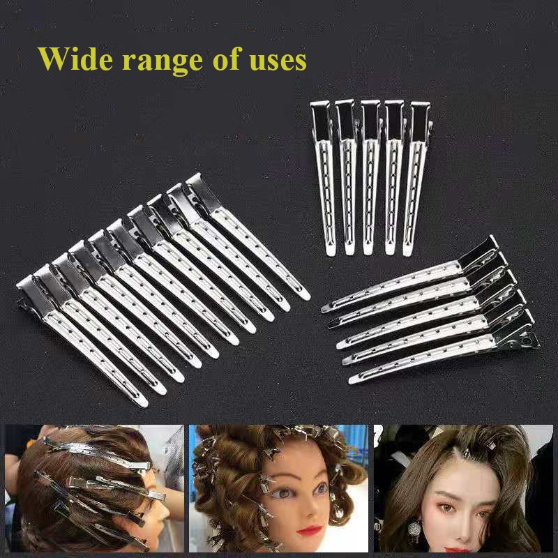 14pcs / Set Jepit Rambut Duckbill 8 Lubang Bahan Metal Ukuran 9cm