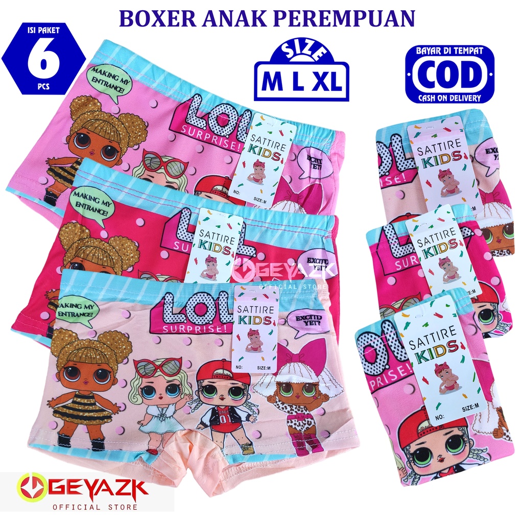 6 Pcs Boxer Anak Cewek Cd Boxer Anak Perempuan Gambar Terlaris