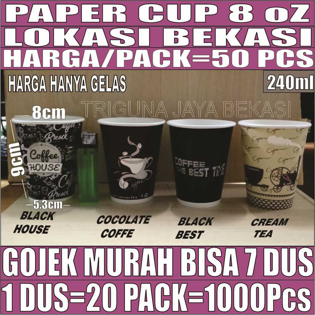 HOT PAPER CUP SIZE 9 OZ COFFEE HANDLE GELAS KERTAS KOPI ISI 50 PCS