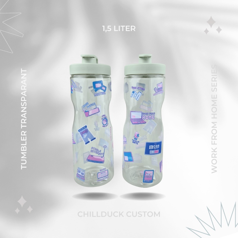 Botol minum / Tumbler Custom 1,5 Liter WFH /  bukan 2 liter / cocok untuk olah raga /  fitness /  wo