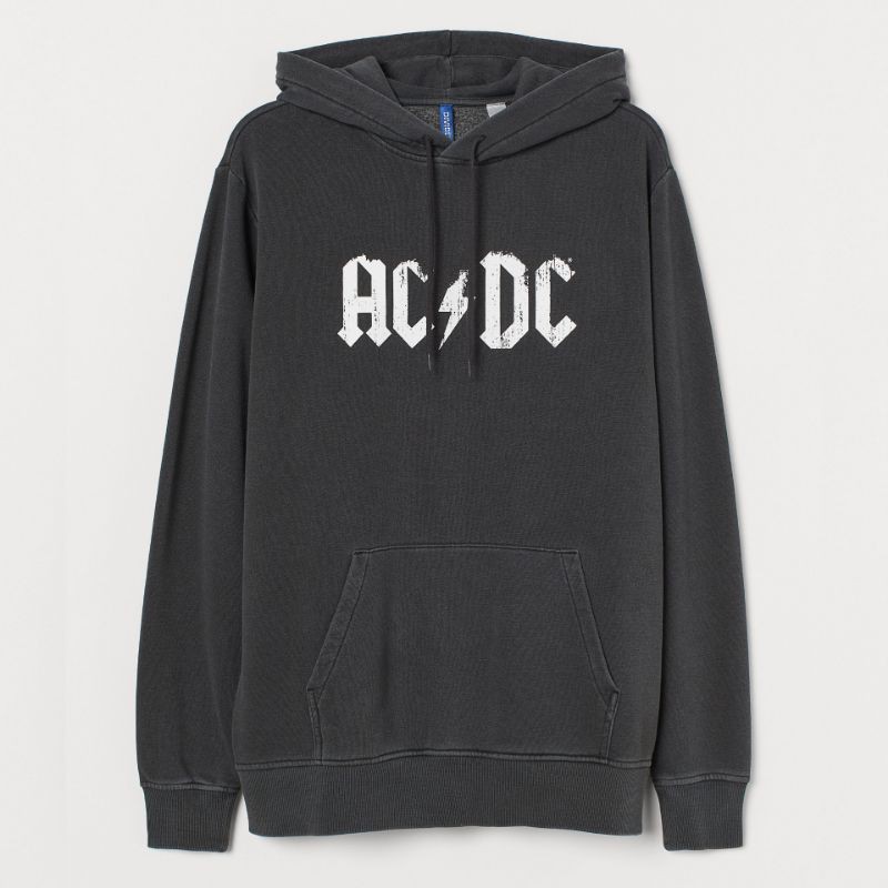 (BISA COD) HOODIE PRIA WANITA H&M HM ACDC GREY / ABU
