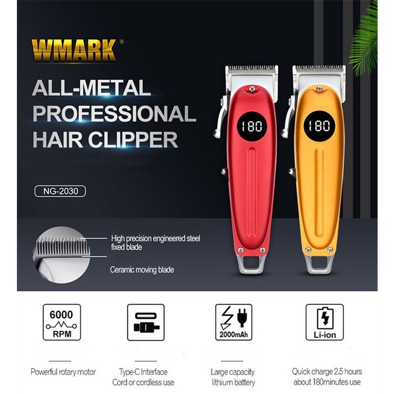 WMARK NG-2030 Magic Taper All Metal Professional Hair Clipper With LED Display