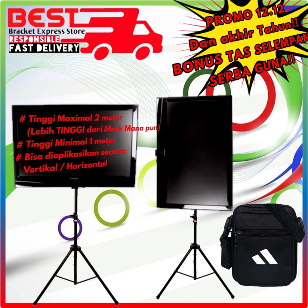 [GRATIS!! OBENG SET 16 in 1] Bracket tv Standing Tripod 14&quot; s/d 43&quot; | Universal | Waterpass | High Quality | cocok banyak merk TV