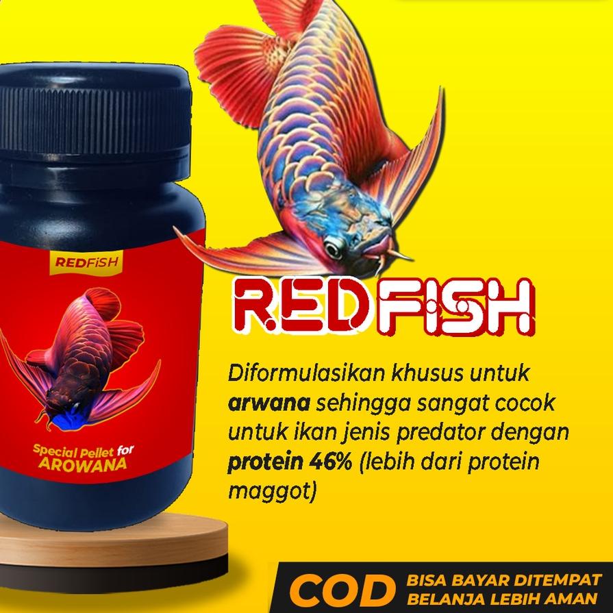 ✔️New Arival Pelet Ikan Arwana REDFISH Makanan Pakan Ikan Arwana Super Red Golden Red Silver Red Jar