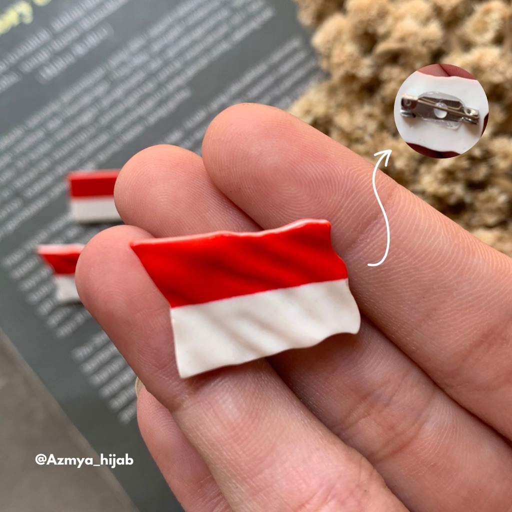 CLAY BENDERA MERAH PUTIH - PIN / BROS BENDERA MERAH PUTIH (CLAY) PENITI BENDERA - PIN BENDERA SERAGAM JAS