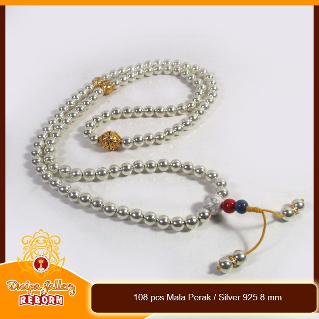 Tasbih / Mala Buddha 108 pcs Silver 925 8 mm Premium bahan Perak