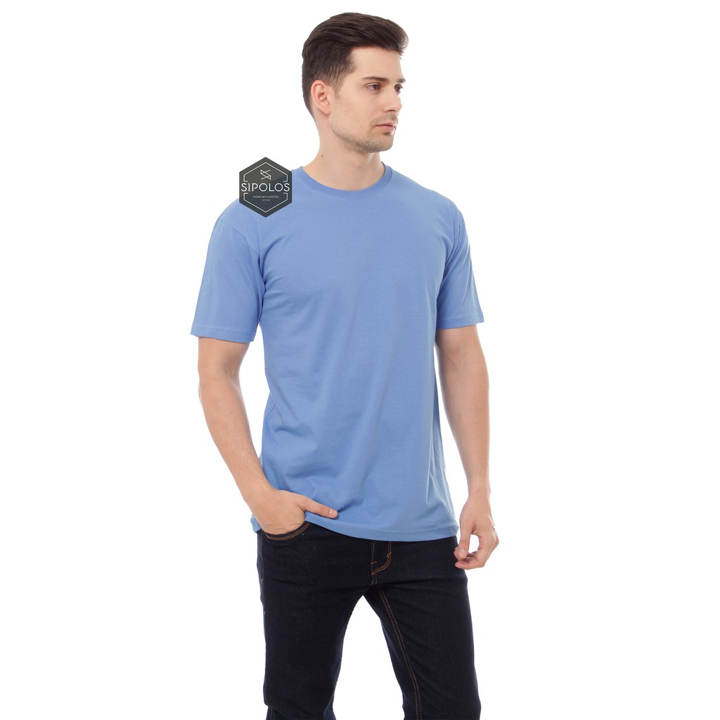  KAOS POLOS SKY BLUE LENGAN PENDEK COTTON COMBED 24 S 