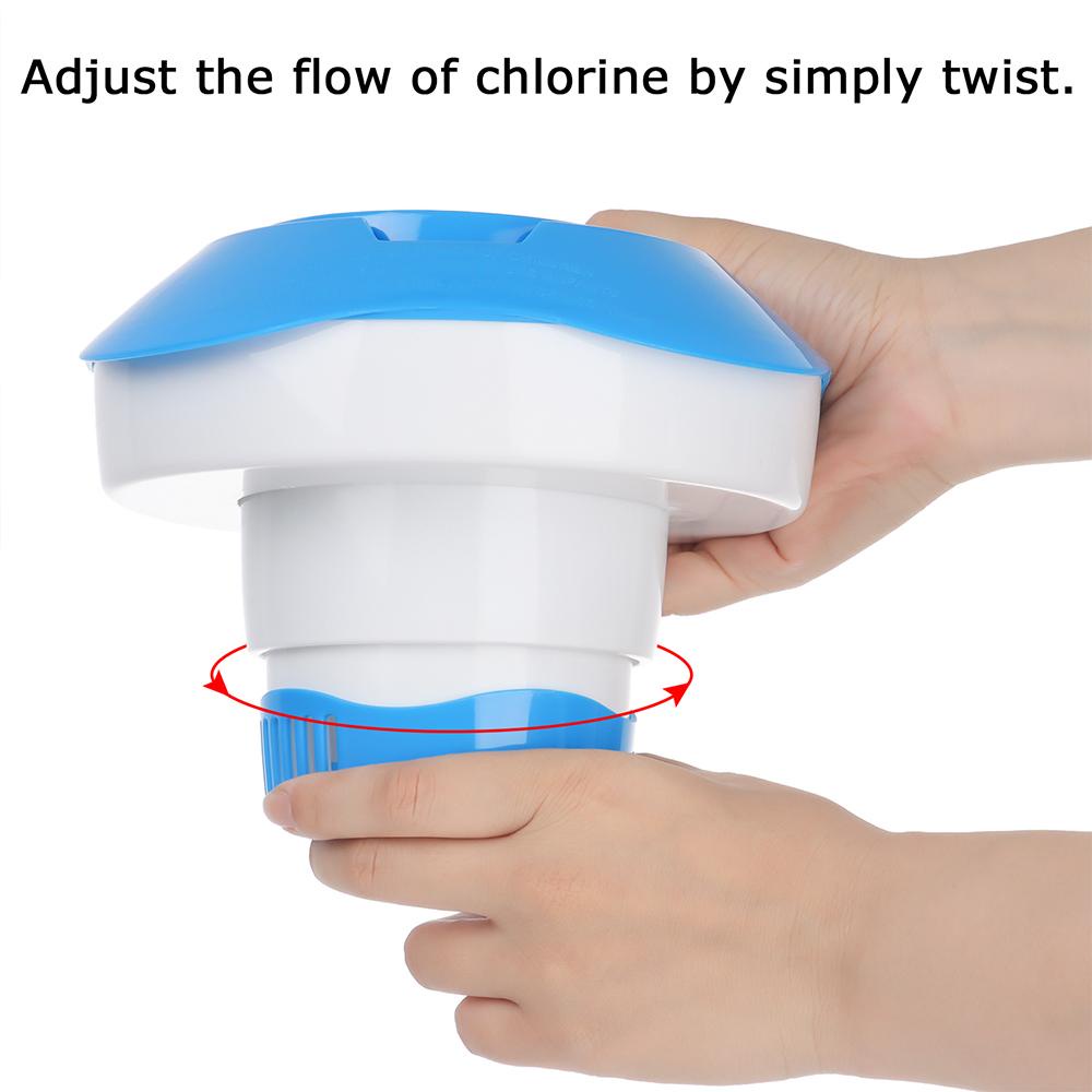 Dispenser Klorin Apung Kolam Atas Outdoor Bak Air Panas Muat Sampai Tab 3inci Chlorinator Optimal