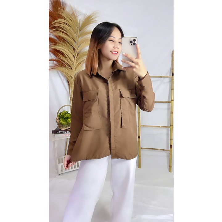 RX FASHION - PUTRI BLOUSE TWISTCONE / Pita Pocket XXL/ Atasan kemeja Kancing - NN