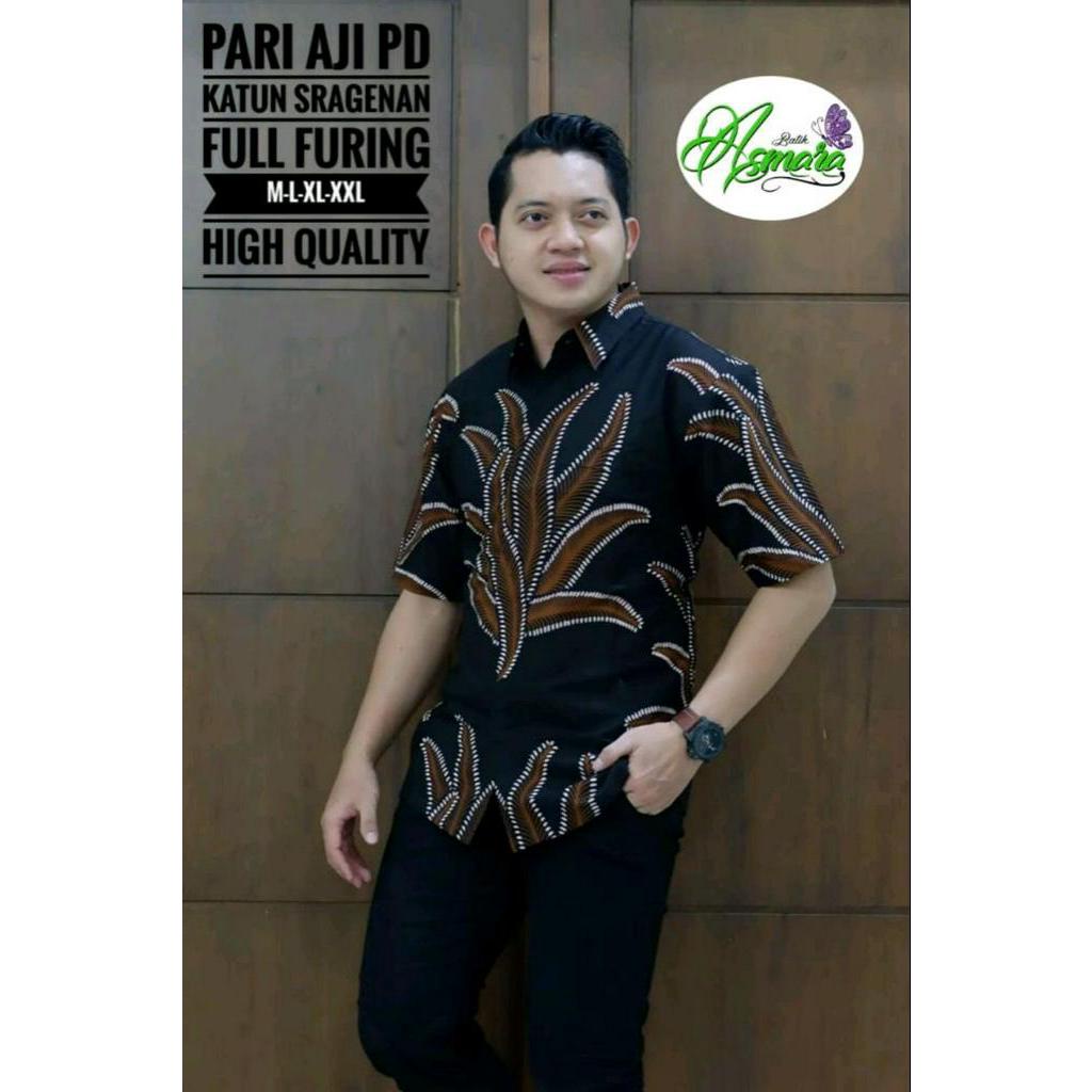 Kemeja Batik Lengan Pendek Pria PARI AJI PENDEK Baju Batik Pendek Lapis Furing