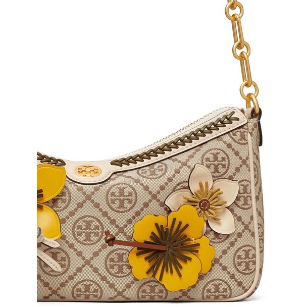 Tory Burch T Monogram Jacquard Braided Floral Studio  Shoulder Bag 88468