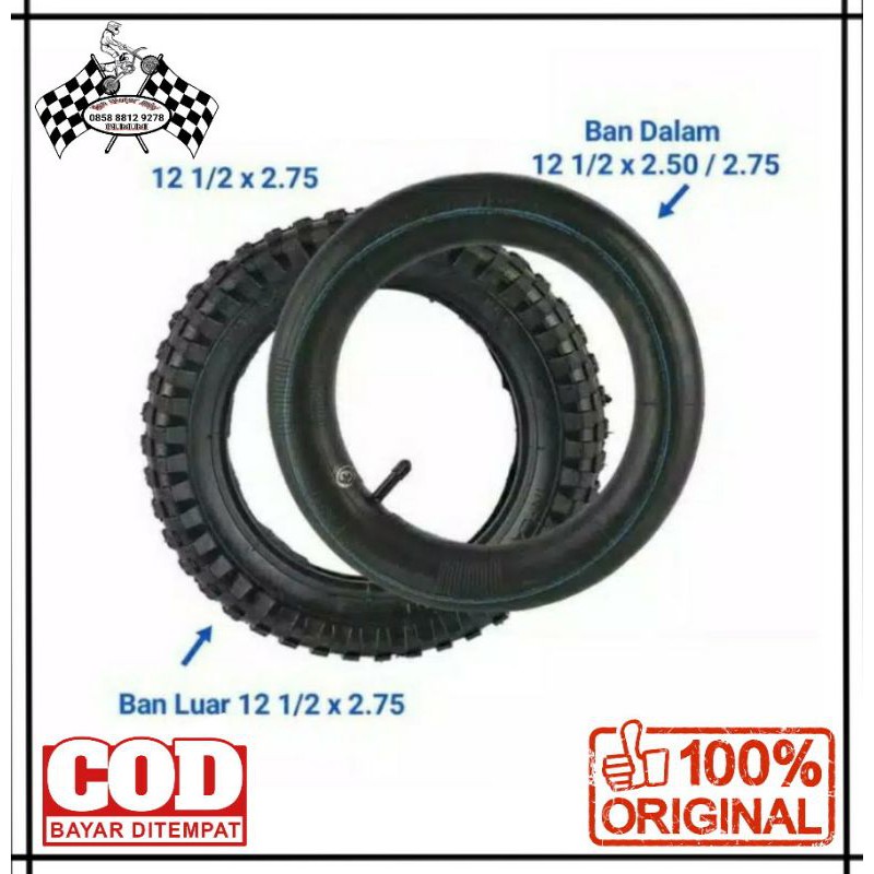 Ban Mini trail MT1 luar dan dalam ukuran 12 1/2 x 2.50/2.75 Ring 8