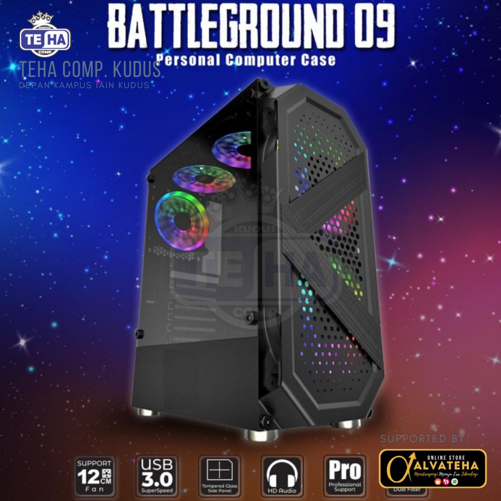 Casing PC Gaming Tanpa Power Supply Simbadda BG09-Casing CPU Gaming