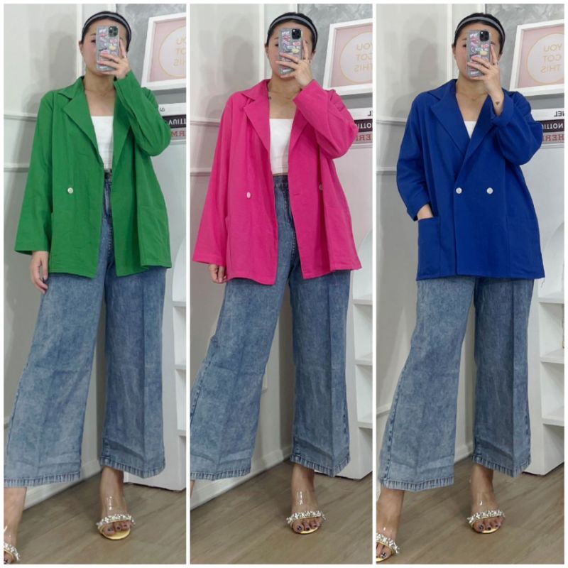 ⚡️CLEARANCE SALE ♡ PREMIUM ♡ ORIGINAL ! JIZZY PLAIN LONG SLEEVE BUTTON BLAZER OUTER