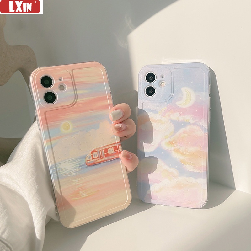 Casing Silikon Redmi 10C 10A Note 11 Pro Note 10 Real me C31 A16 A15 A54 A3S A5S F9 A53 SasmsunA13 A03 A12 A51 Motif Lukisan Matahari Terbenam