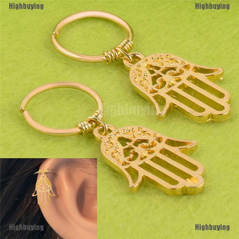 Hbid Glory New Hamsa Cartilage Earring Hoop Tiny Fatima Hand Cartilage Piercing Earrings Elegant