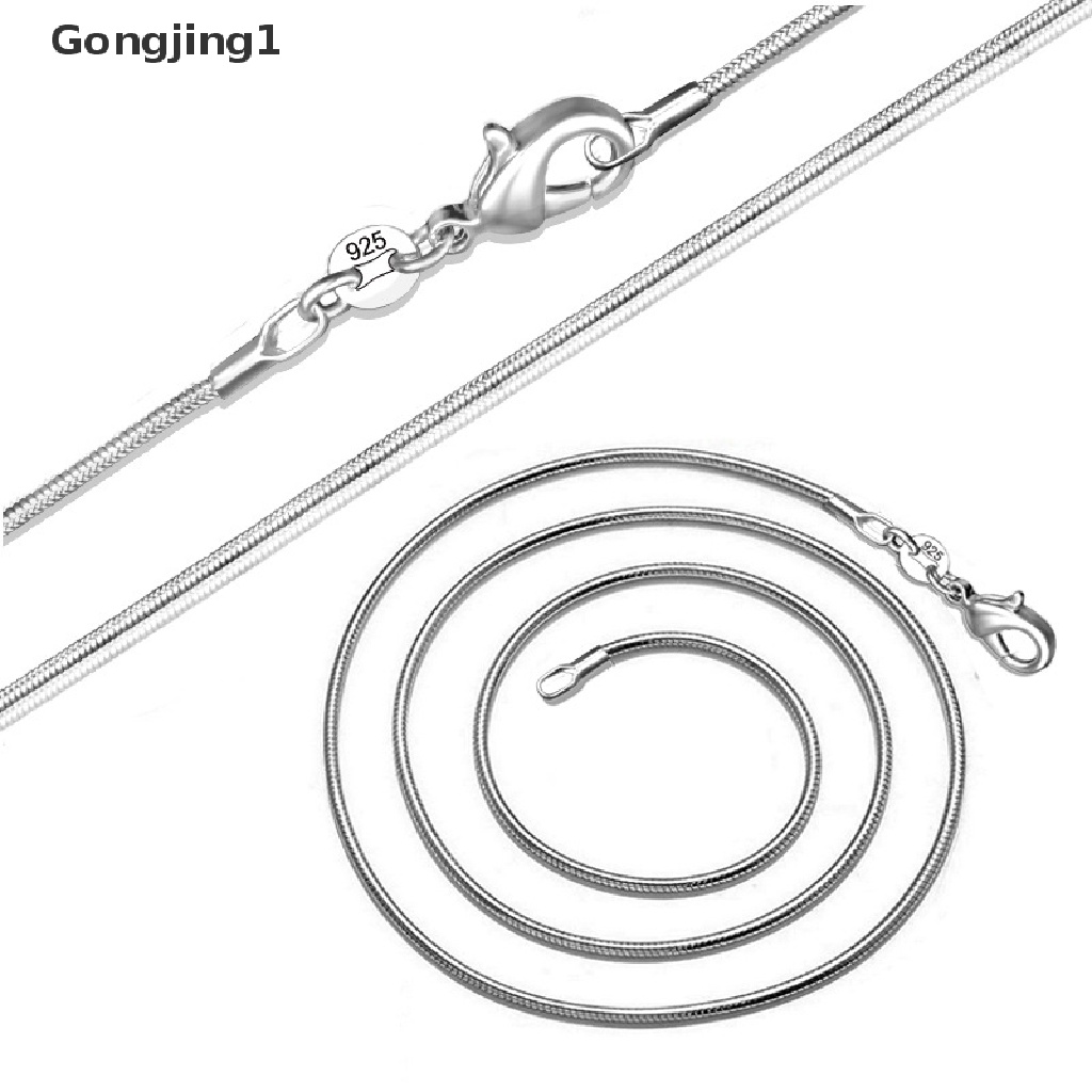 Gongjing1 Kalung Choker Rantai Ular Panjang 16-28 &quot;(40-80cm) 1mm Warna Silver Untuk Wanita