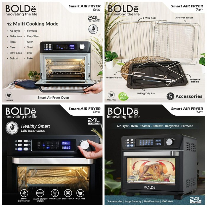 Bolde Smart Air Fryer Oven Digital 24L 3in1 Black Diamond Series