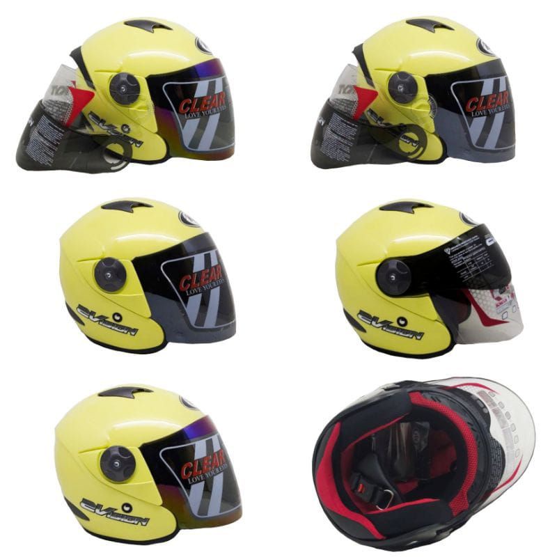 helm KYT 2 Vision Kuning Lemon Paket Ganteng