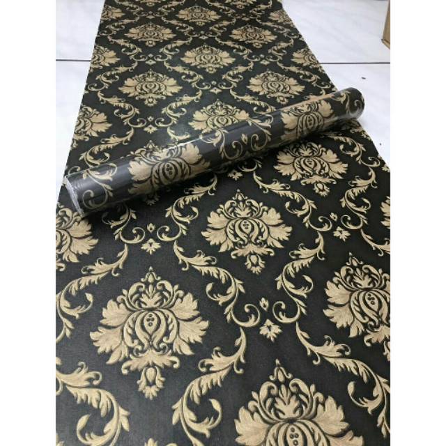 WALLPAPER DINDING MOTIF BATIK COKLAT HITAM