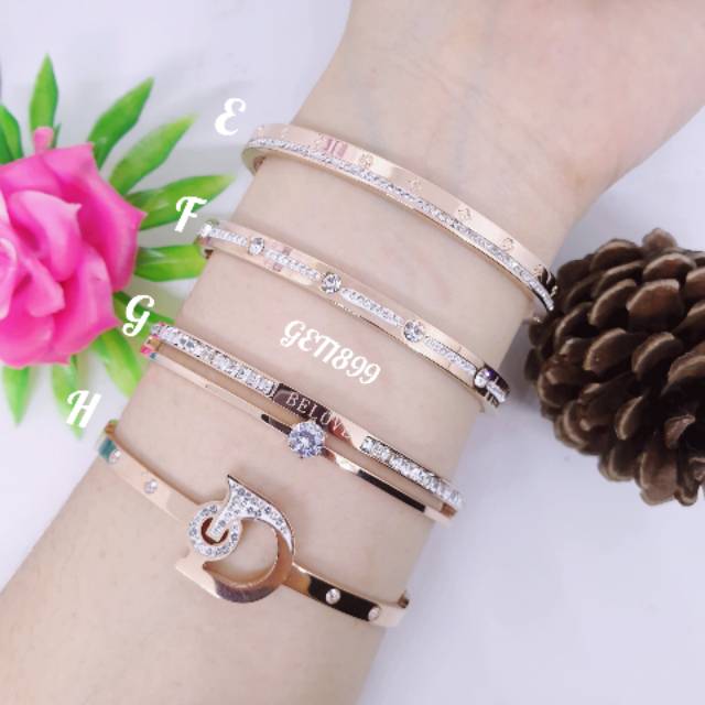 Gelang mewah korea simple stylish bangle titanium asli anti karat GBT-08