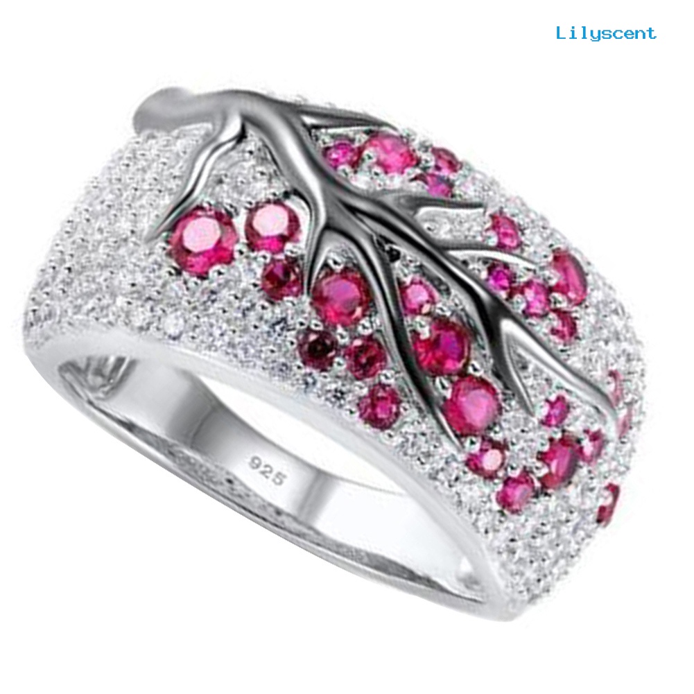 Ls Cincin Wanita Desain Ranting Pohon Plum Hias Berlian Imitasi Mewah Untuk Pesta / Hadiah