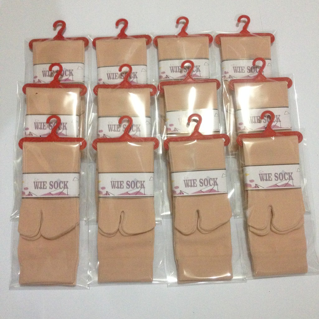 Kaos kaki jempol Cream polos muslimah bahan nylon-2