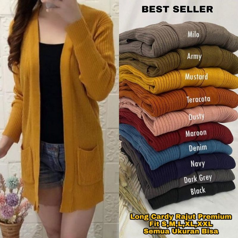 Long Cardy Rajut Premium Cardigan Tebal Wanita