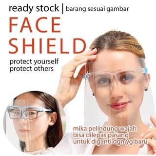 Face Shield plus Kacamata Akrilik Transparan Dewasa Protector Mask - Kacamata Pelindung Anti Virus