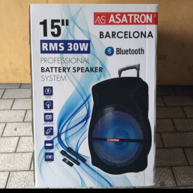 SPEAKER PORTABLE 15 INCH ASATRON BARCELONA 2 MIC WIRELESS ORIGINAL