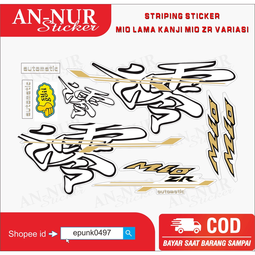 STRIPING STICKER MIO LAMA KANJI MIO ZR VARIASI GOLD